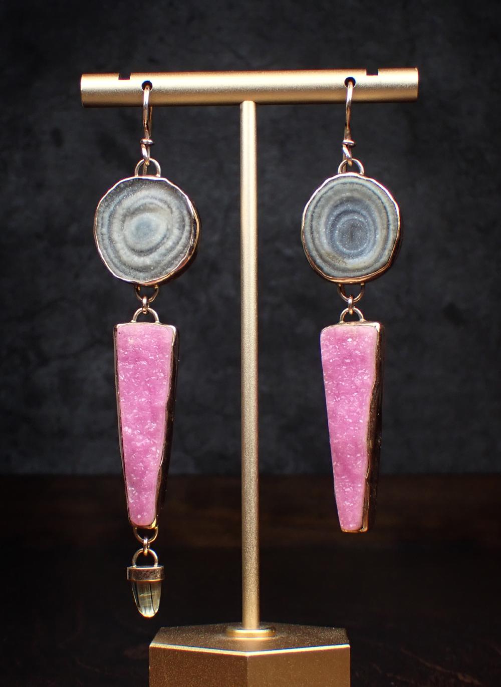 PAIR OF LEPIDOLITE-TOURMALINE DANGLE