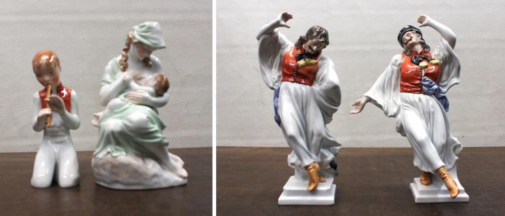 FOUR HEREND PORCELAIN FIGURINESFOUR