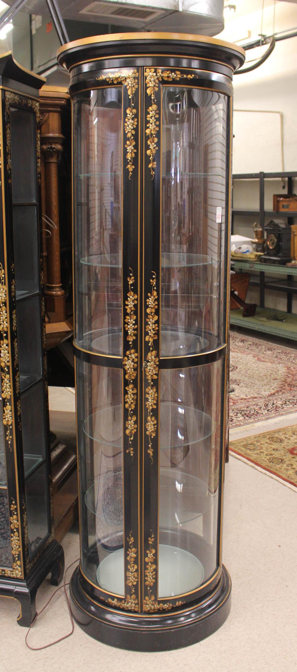 CYLINDRICAL CHINOISERIE CURIO CABINETCYLINDRICAL 341c13