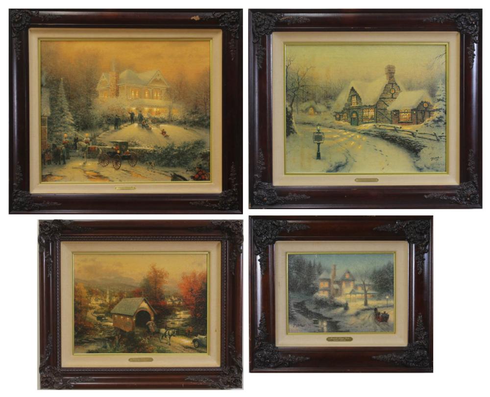 FOUR THOMAS KINKADE EMBELLISHED