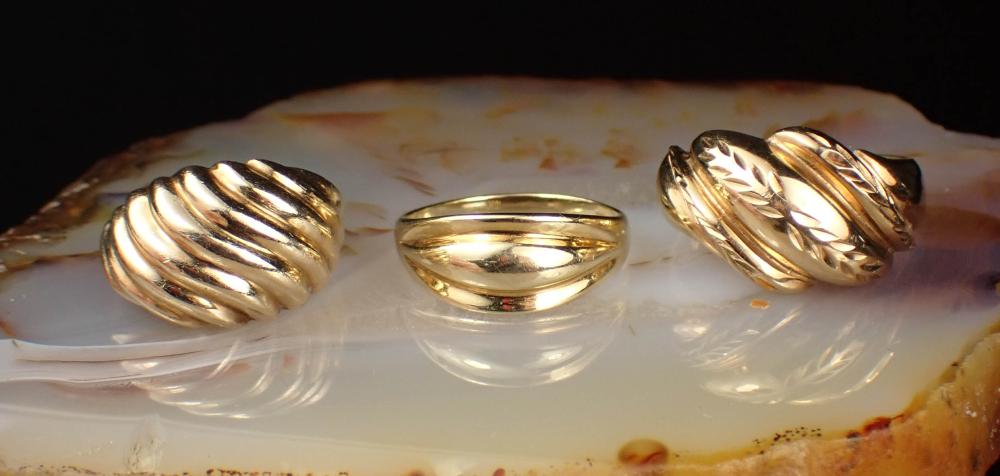 THREE YELLOW GOLD DOME RINGSTHREE 341c3d