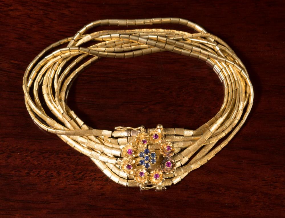 GOLD BRACELET WITH RUBIES AND SAPPHIRESEIGHTEEN 341d00