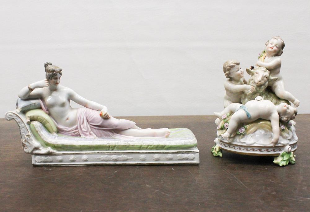 TWO PORCELAIN FIGURAL SCULPTURESTWO