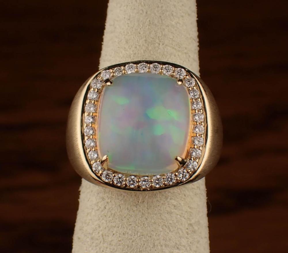 OPAL, DIAMOND AND FOURTEEN KARAT