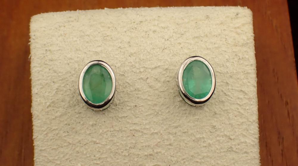 PAIR OF EMERALD AND FOURTEEN KARAT