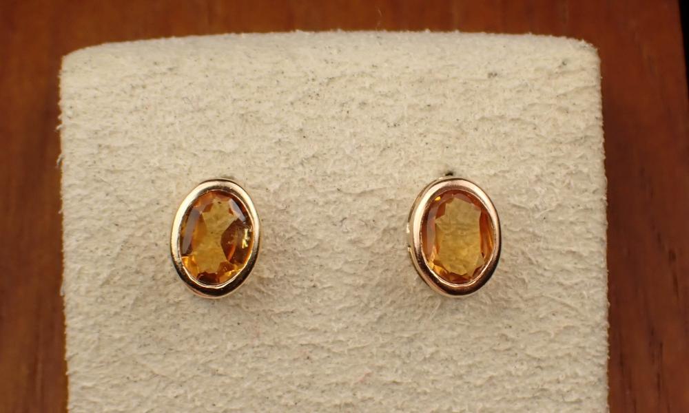 PAIR OF CITRINE AND FOURTEEN KARAT