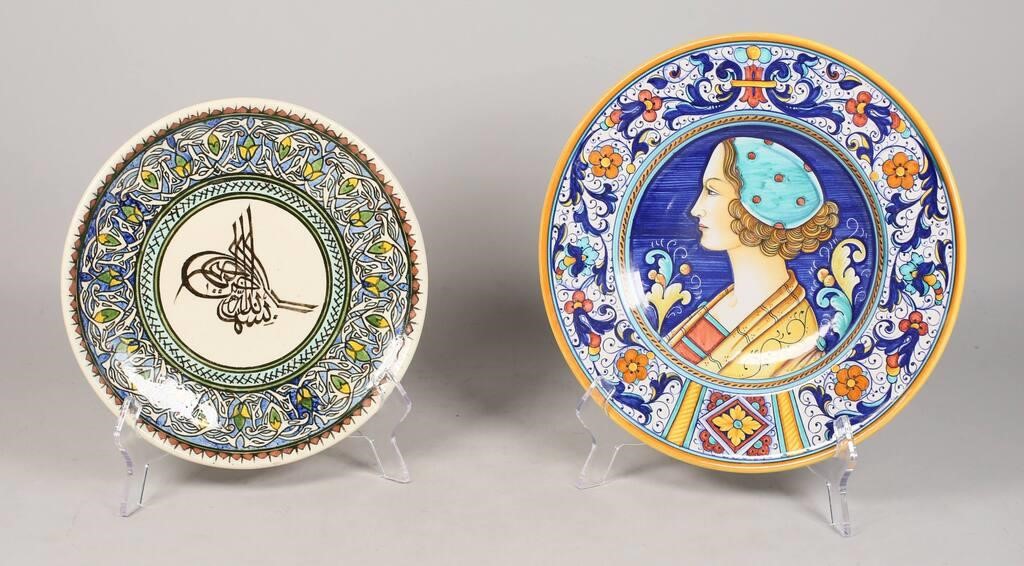 IZNIK POTTERY PLATE & ITALIAN FAIENCE