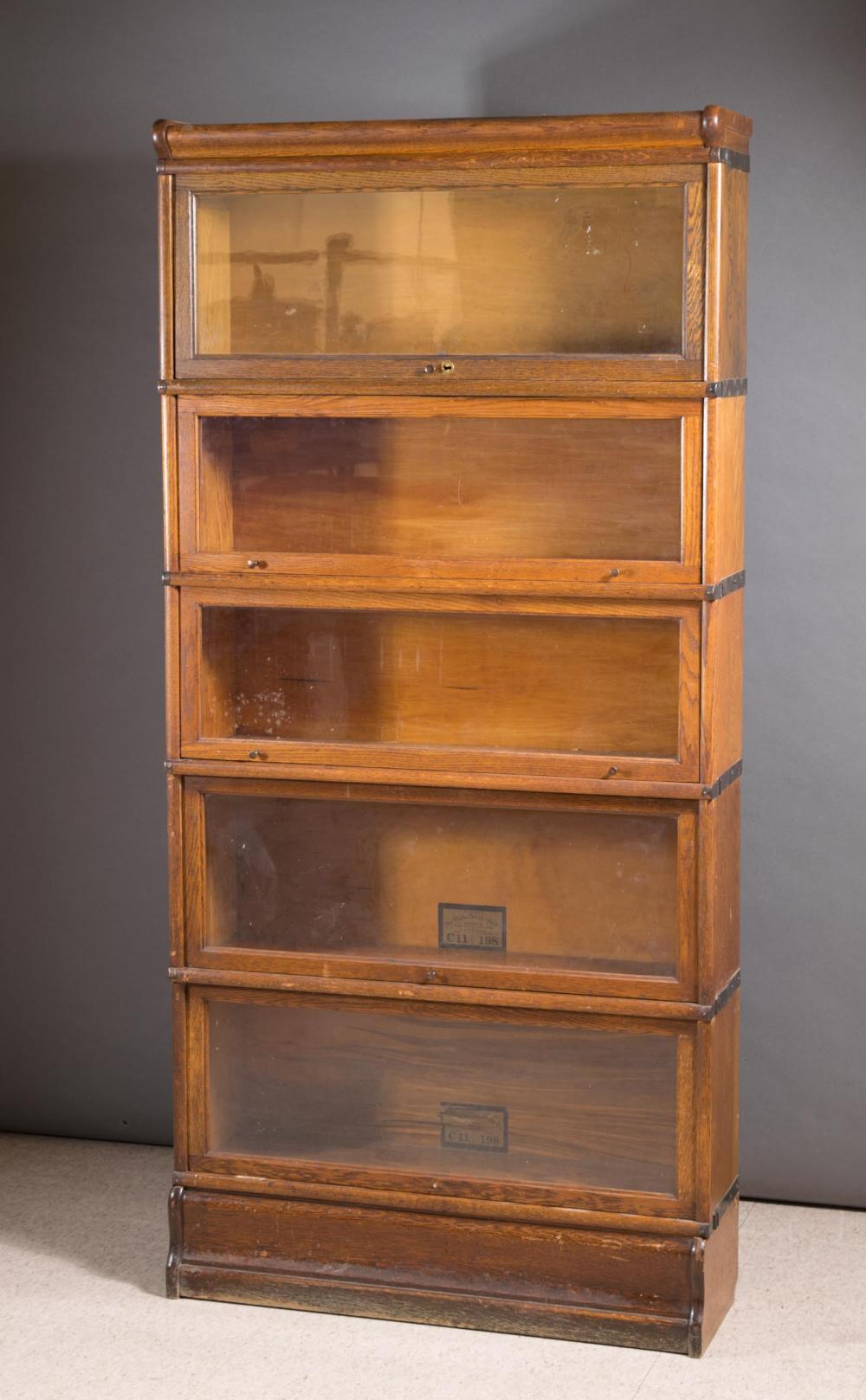 FIVE-SECTION STACKING OAK BOOKCASEFIVE-SECTION