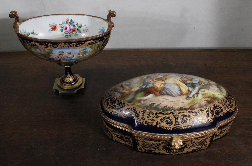 TWO SEVRES STYLE PORCELAIN AND