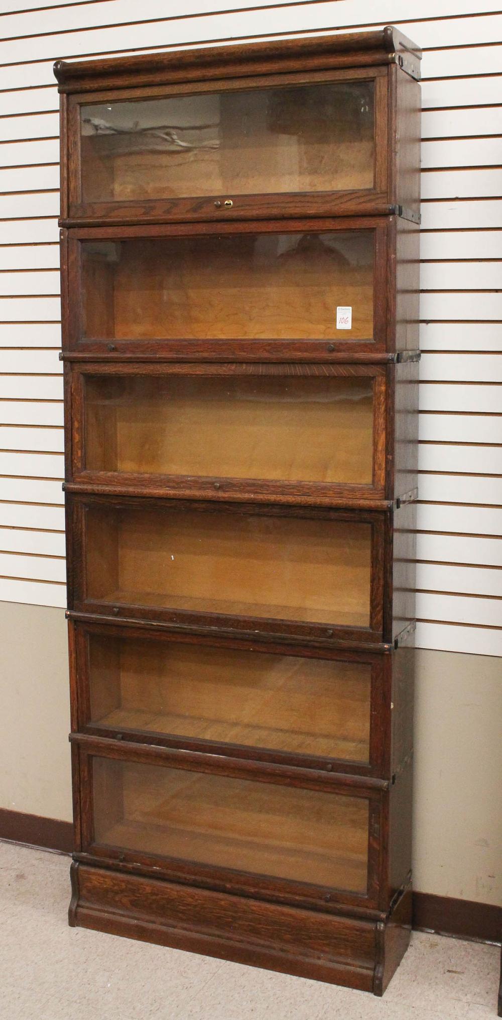 SIX SECTION STACKING OAK BOOKCASESIX SECTION 341ead