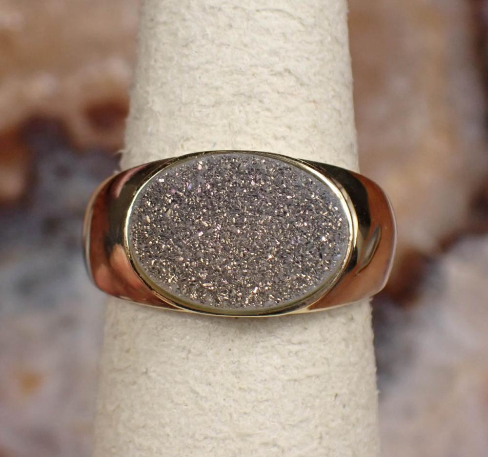 GRAY DRUZY QUARTZ AND YELLOW GOLD 341ef6