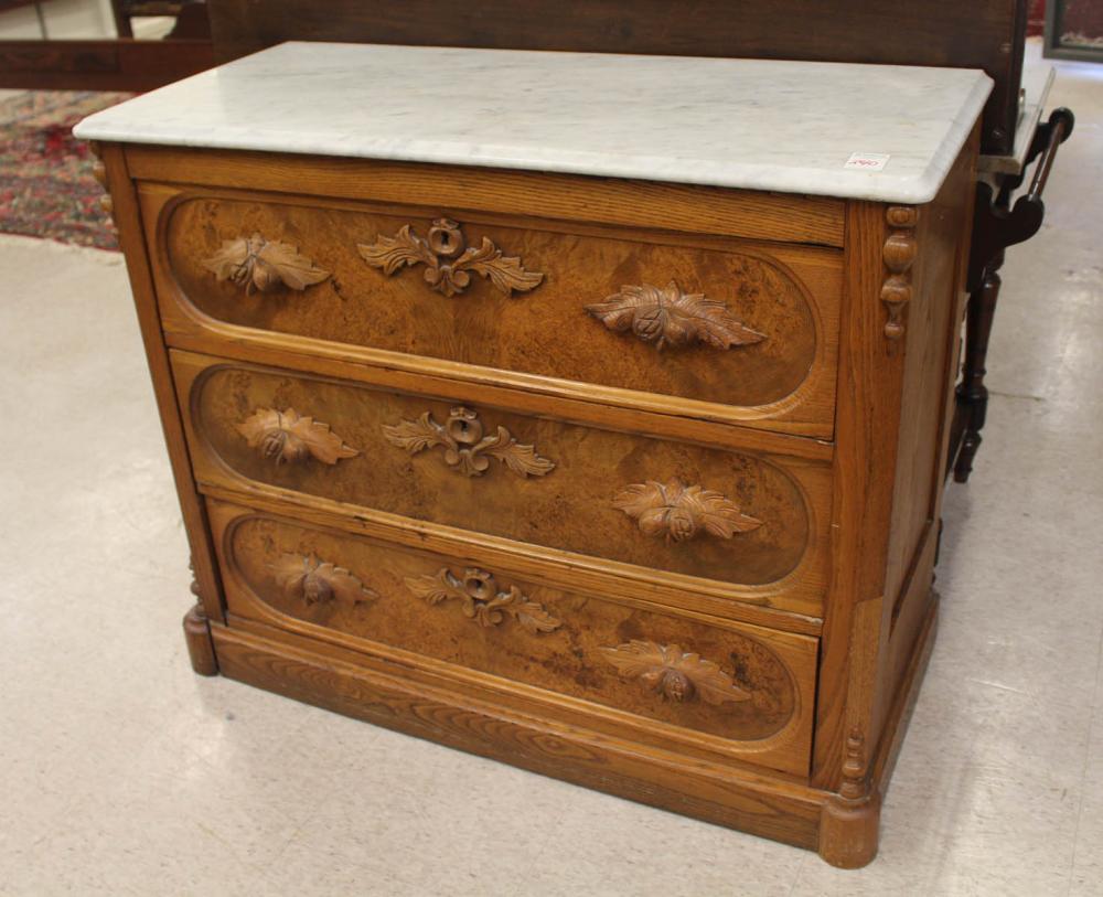 VICTORIAN THREE DRAWER MARBLE TOP 341f3f