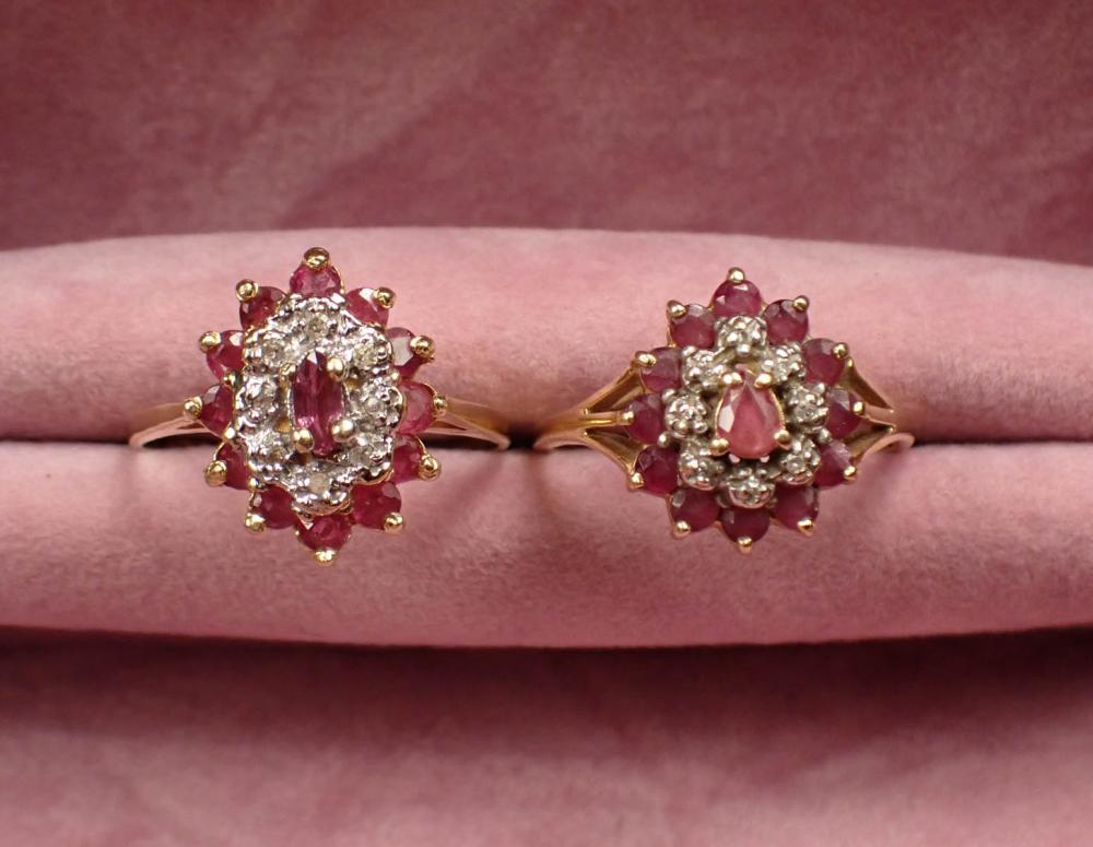 TWO RUBY, DIAMOND AND FOURTEEN