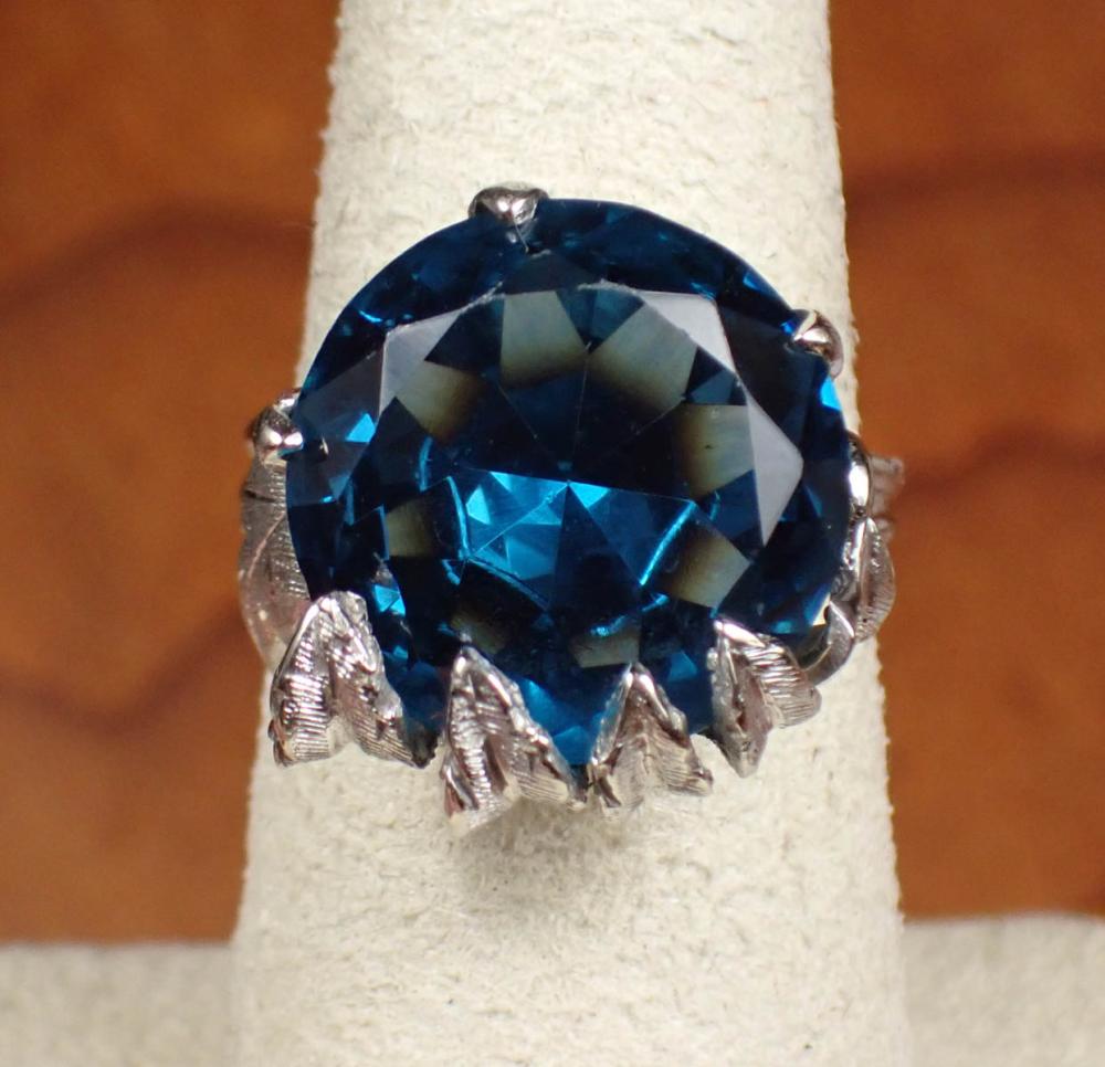 LAB CREATED BLUE SPINEL AND WHITE