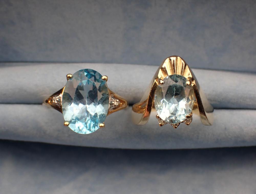 TWO BLUE TOPAZ AND DIAMOND RINGSTWO