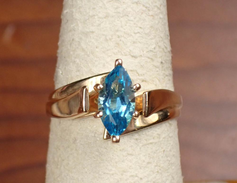 BLUE TOPAZ AND FOURTEEN KARAT GOLD