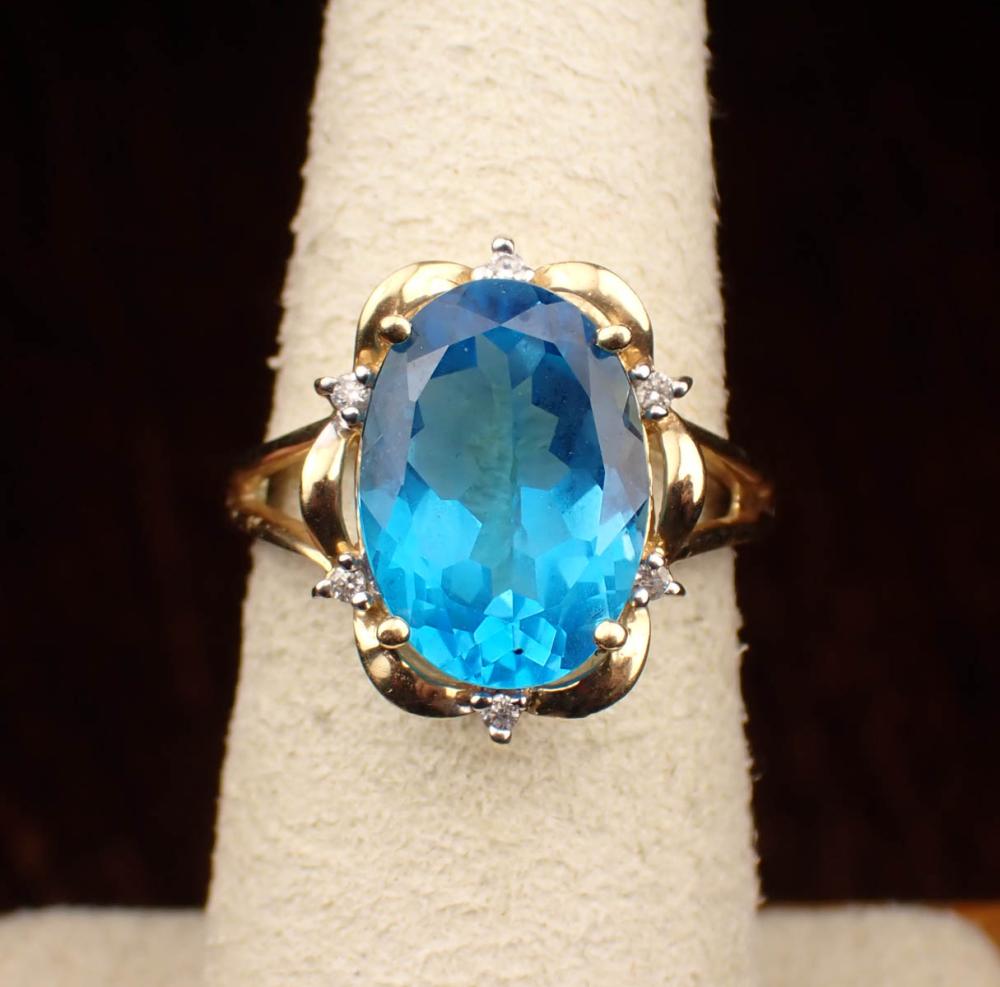 BLUE TOPAZ, DIAMOND AND FOURTEEN