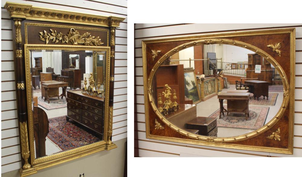 TWO SIMILAR PARCEL-GILT WALL MIRRORSTWO