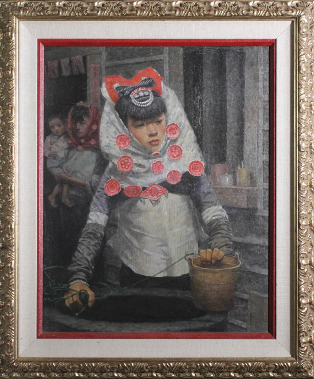 OIL ON CANVAS PORTRAIT OF A CHINESE 341fa1
