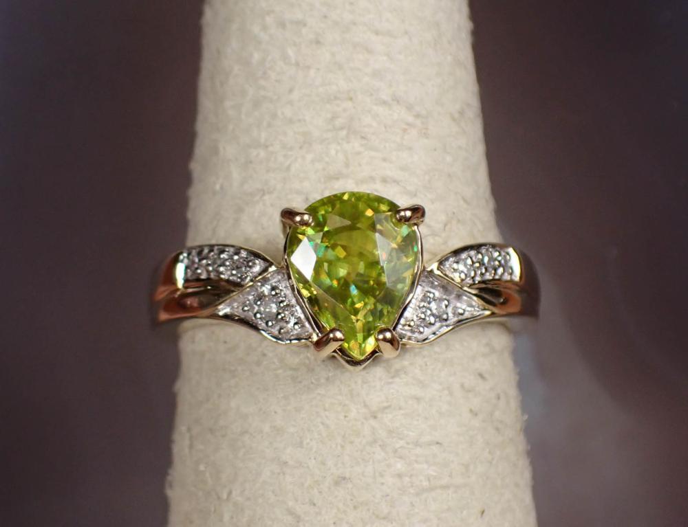 SPHENE, DIAMOND AND FOURTEEN KARAT