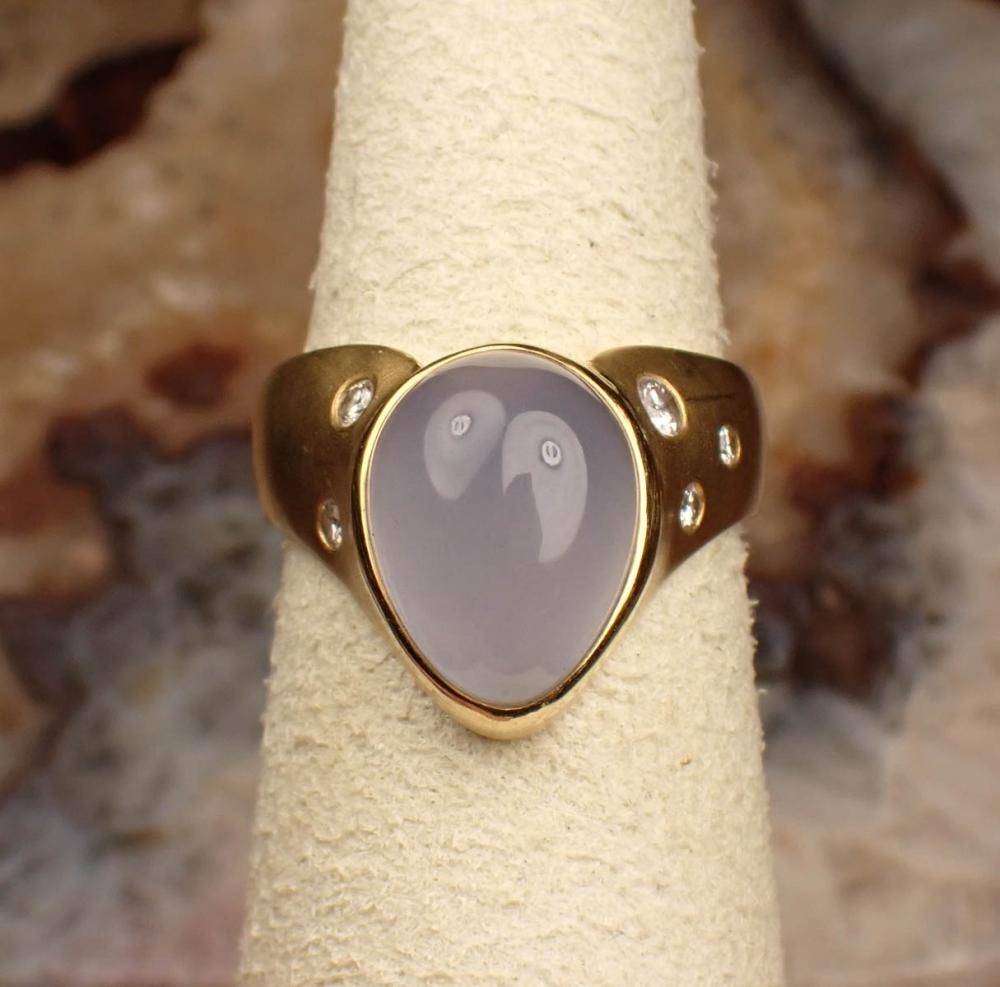 BLUE CHALCEDONY DIAMOND AND GOLD 34201d