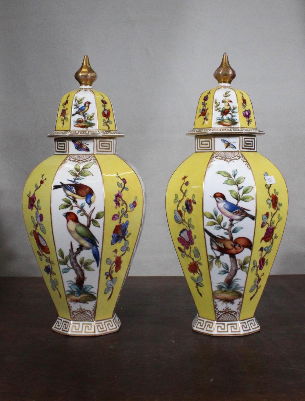 PAIR OF HAND PAINTED PORCELAIN 342112