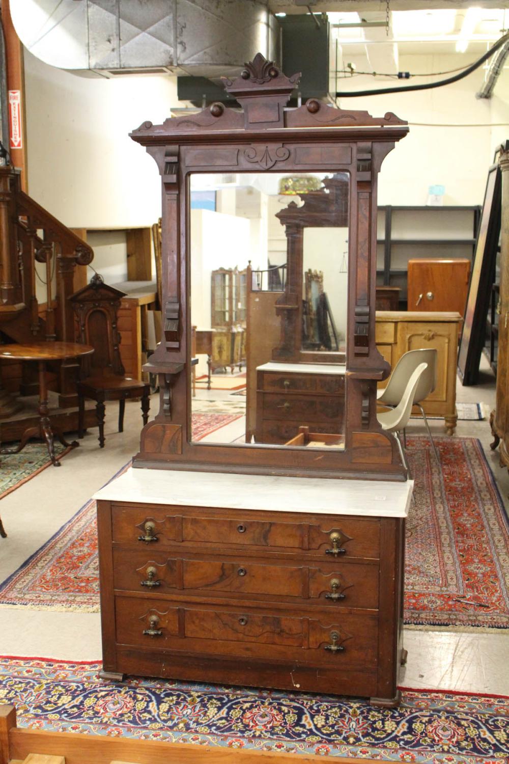 VICTORIAN MARBLE-TOP DRESSER WITH