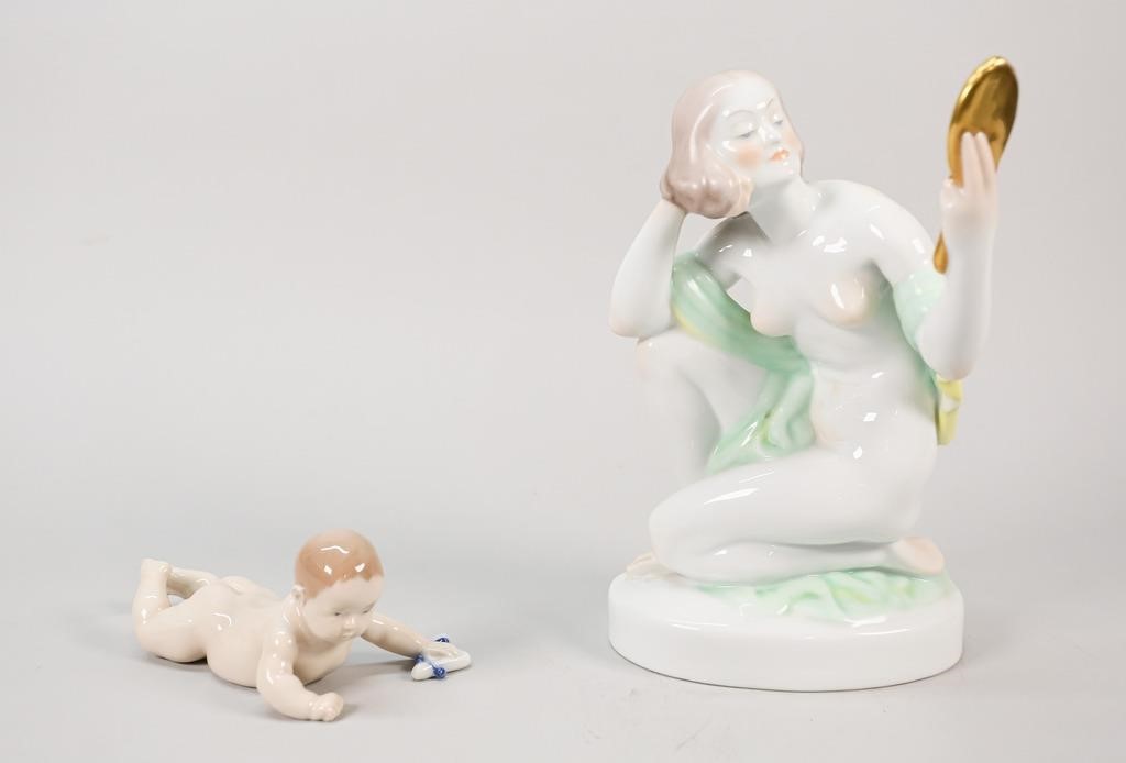 2 PORCELAIN FIGURES, HEREND AND