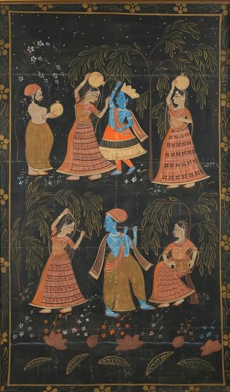 INDIAN PICHWAI, KRISHNA DANCING WITH