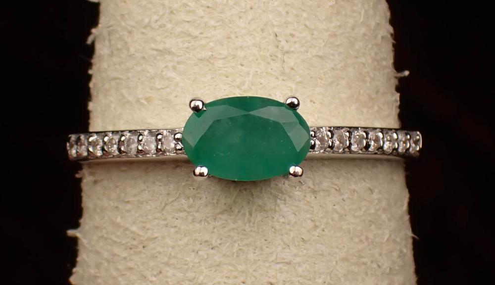 EMERALD, DIAMOND AND FOURTEEN KARAT