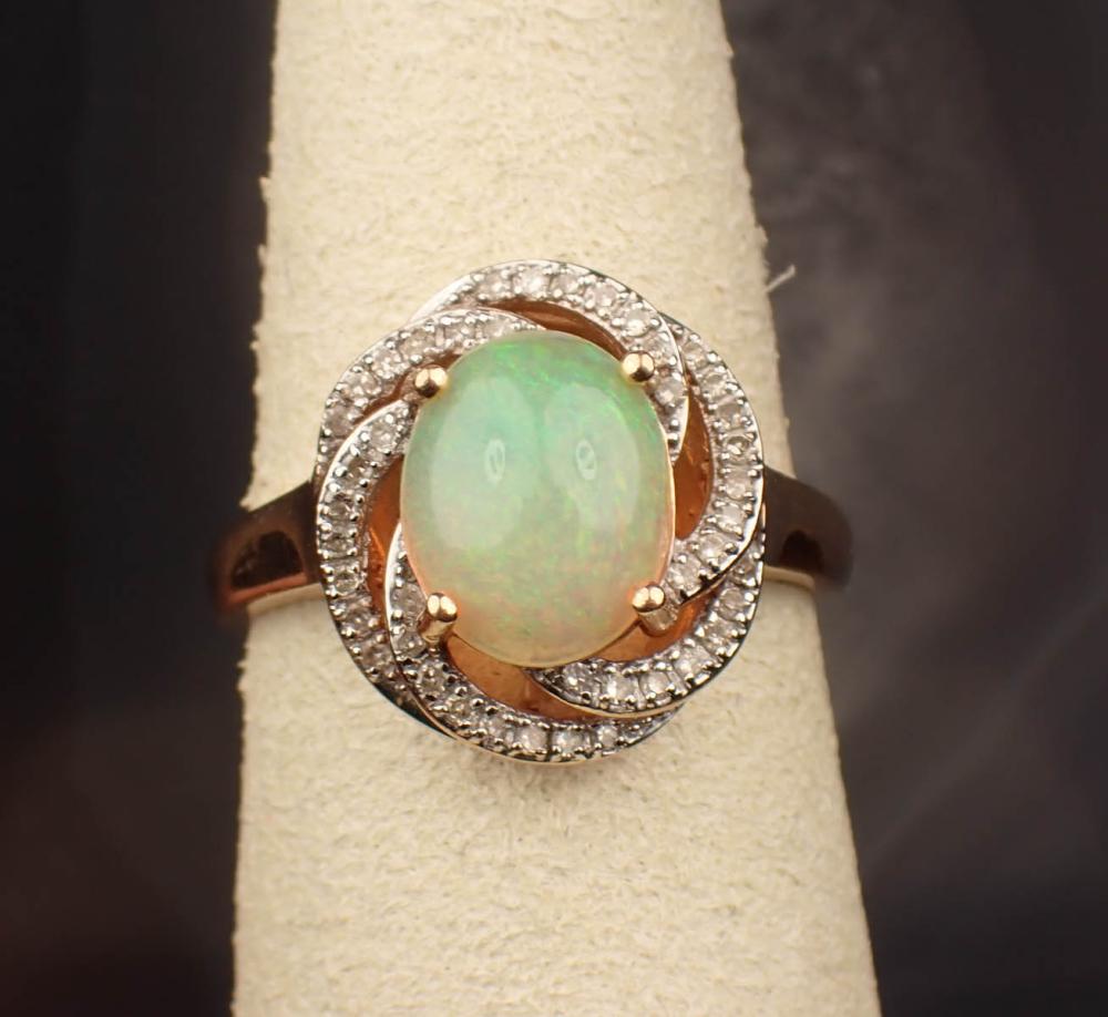 OPAL, DIAMOND AND FOURTEEN KARAT