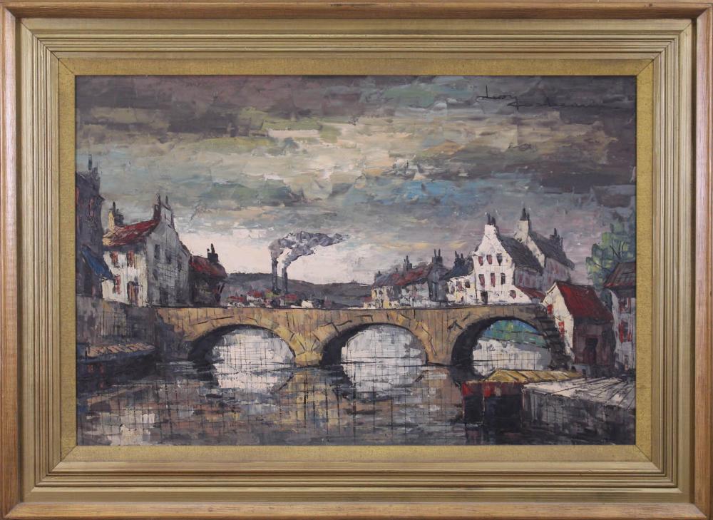 OIL ON CANVAS, EUROPEAN RIVER LANDSCAPEOIL