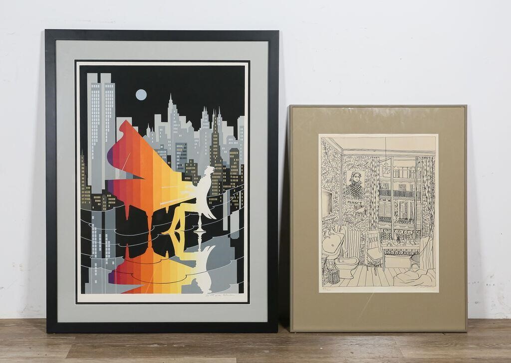 TWO SIGNED CONTEMPORARY LITHOGRAPHSTwo