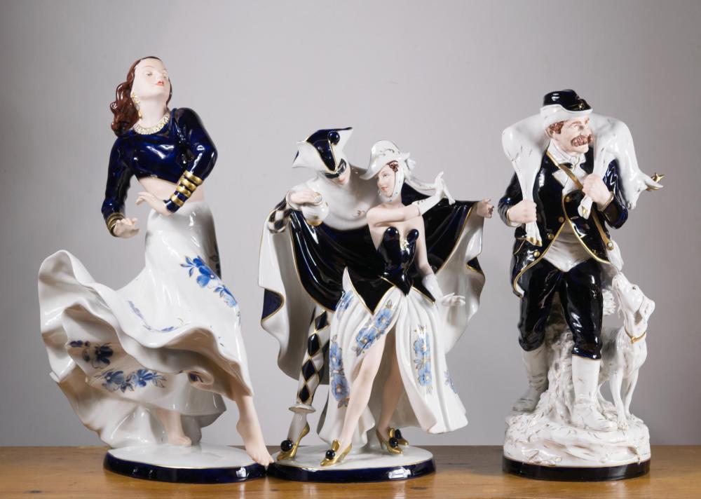 THREE ROYAL DUX PORCELAIN FIGURAL SCULPTURESTHREE