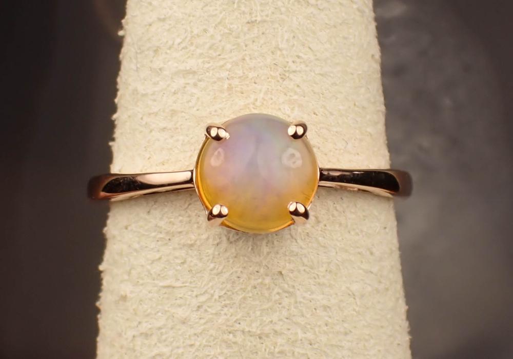 FIRE OPAL AND FOURTEEN KARAT ROSE