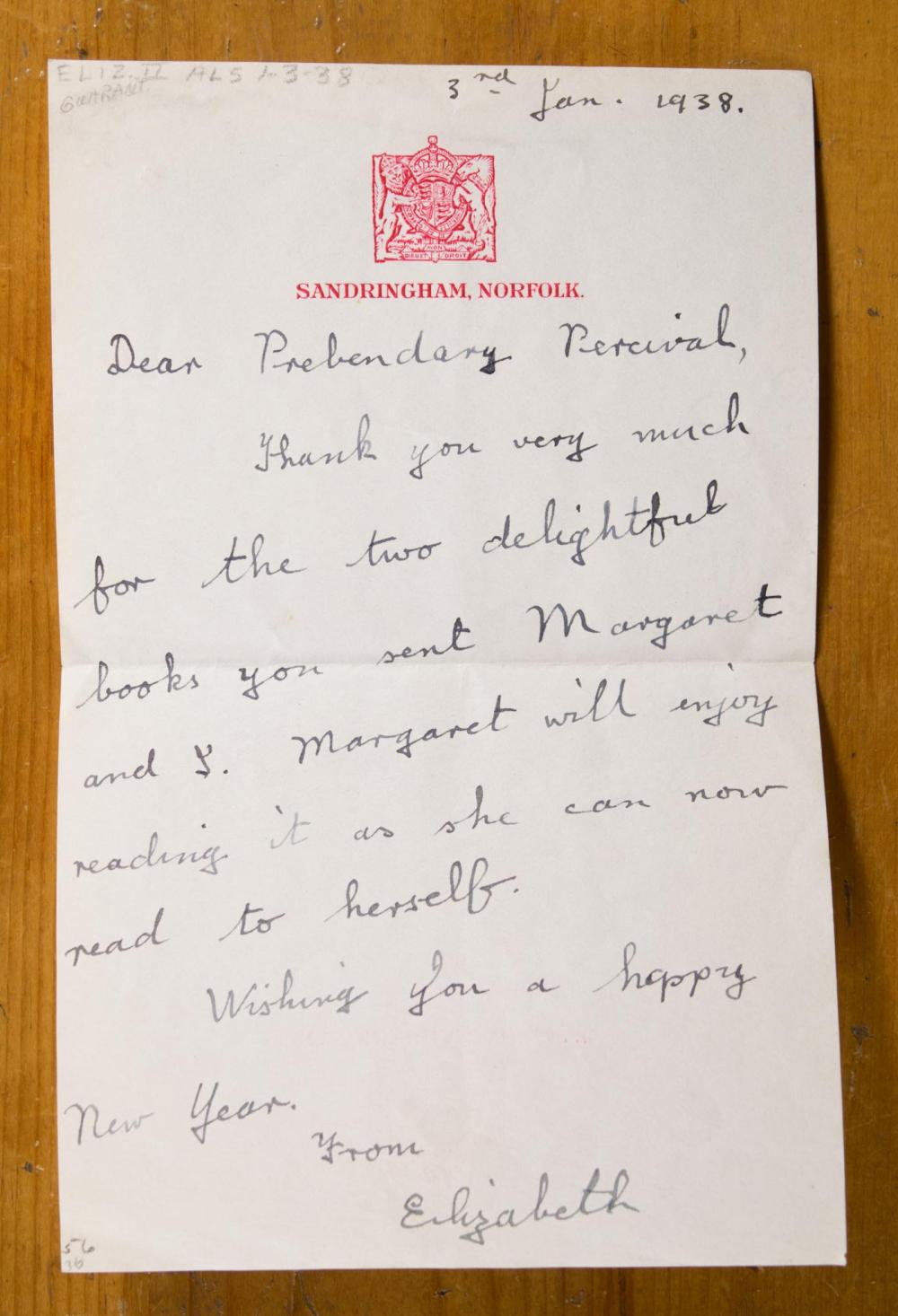 QUEEN ELIZABETH II HANDWRITTEN