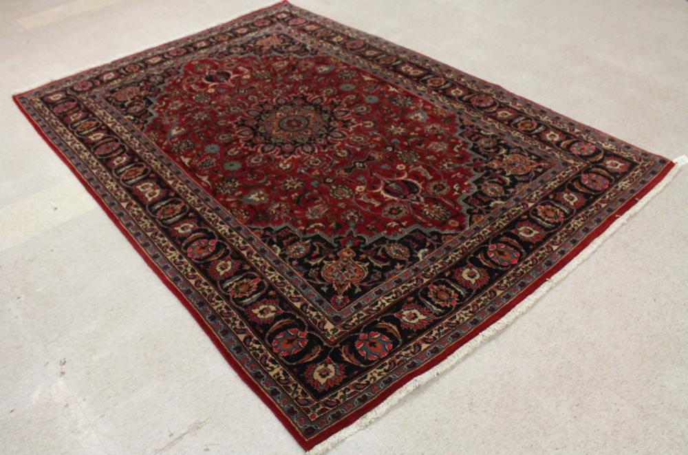 HAND KNOTTED PERSIAN MASHAD CARPETHAND 34238c