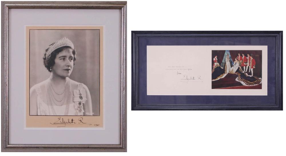 TWO SIGNED PHOTOGRAPHS, QUEEN MOTHERTWO