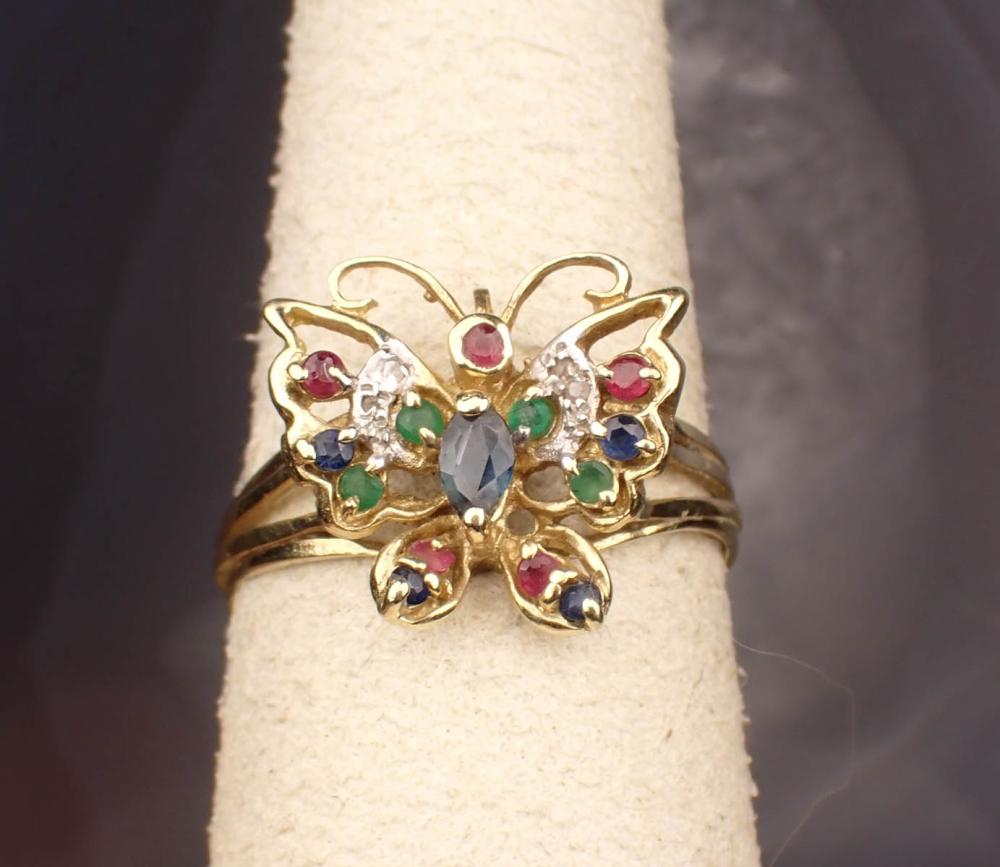 FOURTEEN KARAT GOLD RING WITH PRECIOUS 3423fa