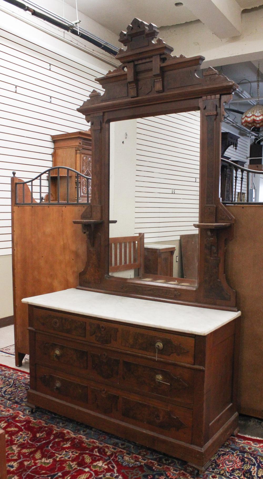 VICTORIAN MARBLE-TOP DRESSER WITH