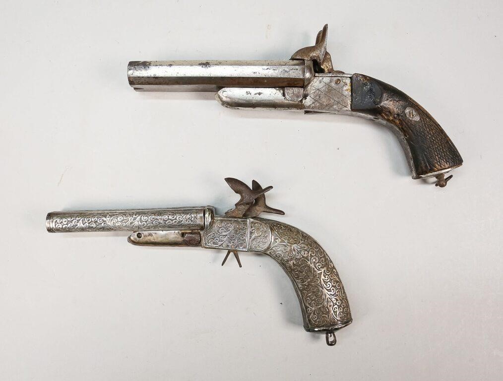 TWO SPANISH DOUBLE BARREL PISTOLSSpanish