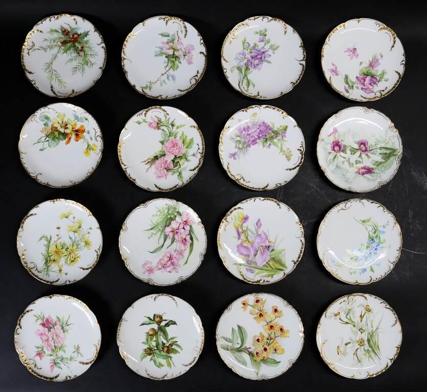 16 HAND PAINTED LIMOGES PLATESGrouping 342457