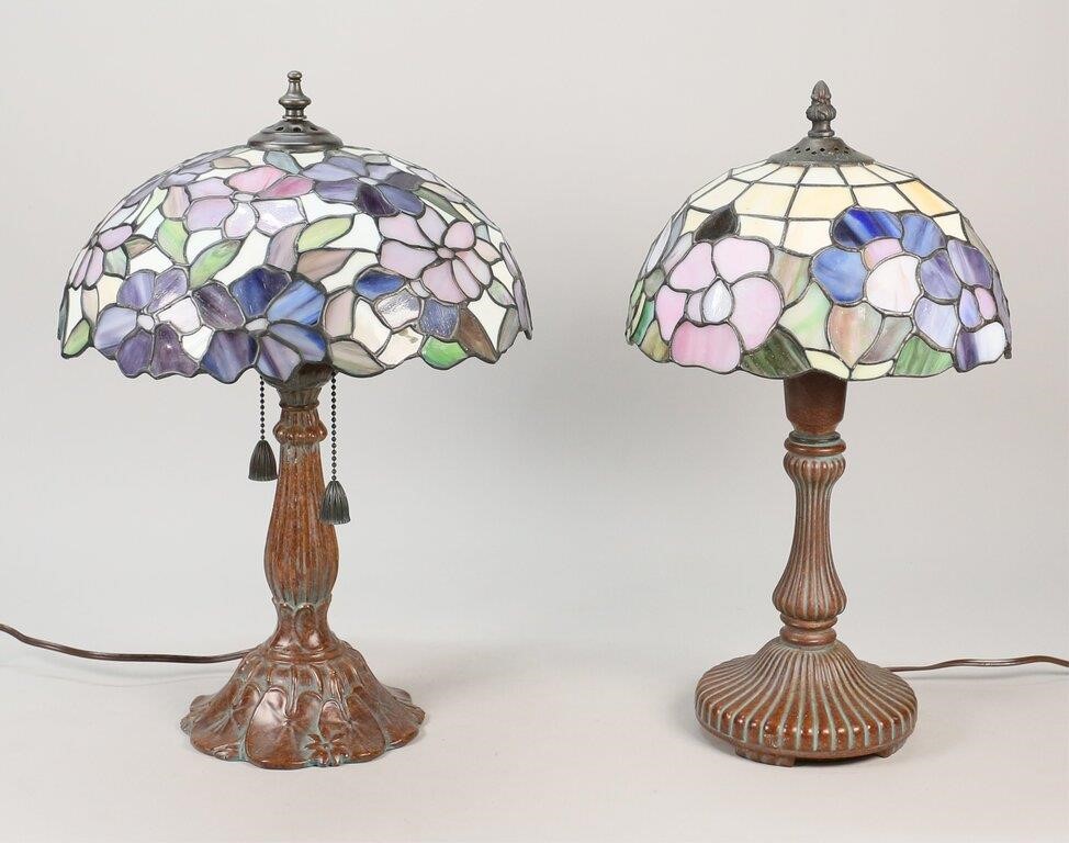 2 TIFFANY STYLE LEADED GLASS LAMPS2 342459