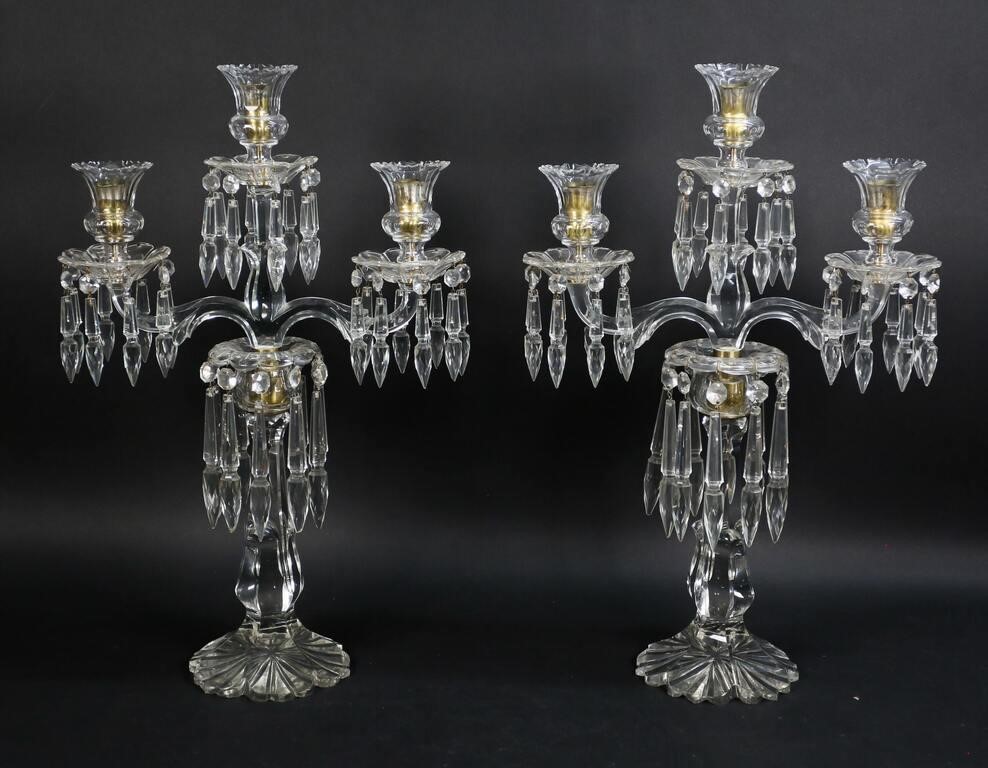 PAIR BACCARAT STYLE CRYSTAL AND