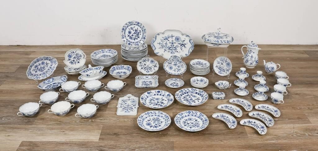 76 PIECES MEISSEN BLUE ONION PORCELAIN