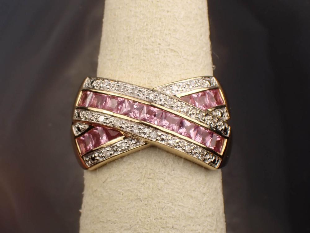 PINK SAPPHIRE, DIAMOND AND GOLD