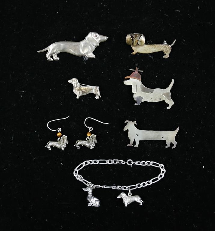 LOT DACHSHUND JEWELRYLot of sterling 342564