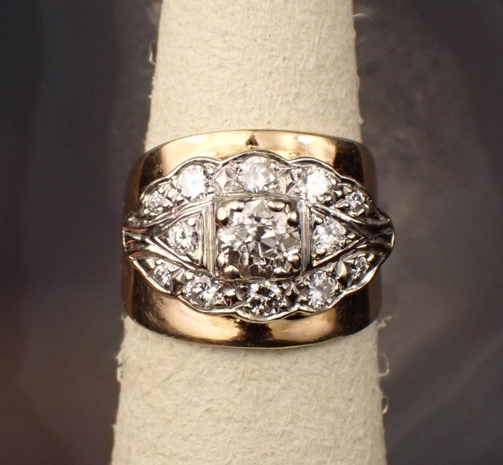 ESTATE DIAMOND AND FOURTEEN KARAT GOLD