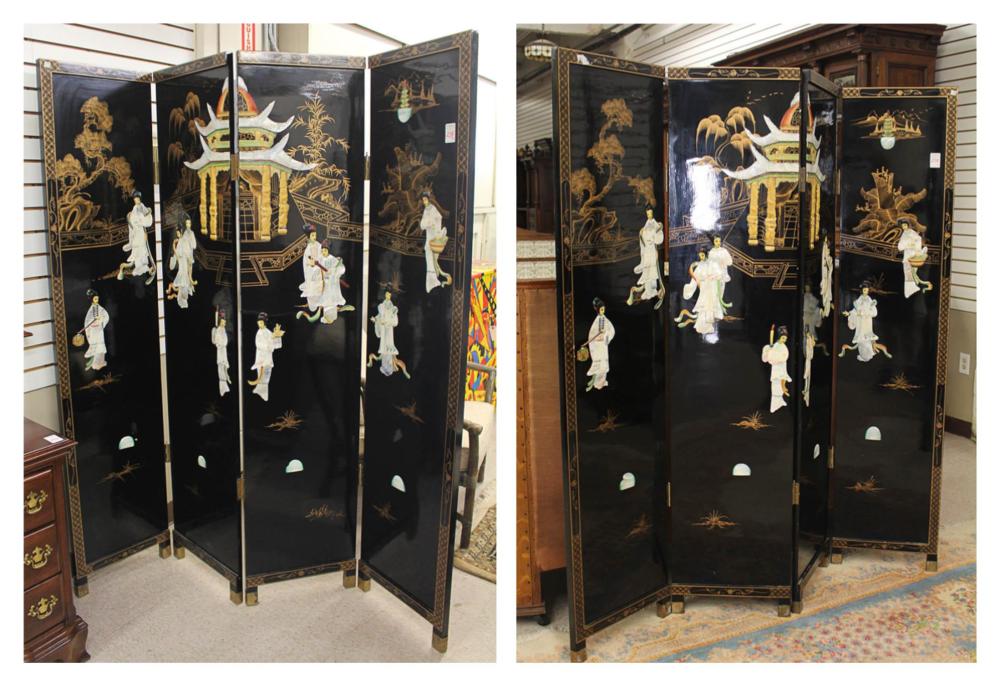 MATCHING PAIR OF CHINESE FOUR PANEL 3425e3