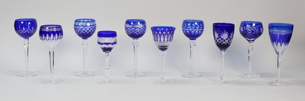 10 PIECES COBALT CUT TO CLEAR STEMWARE10 342603